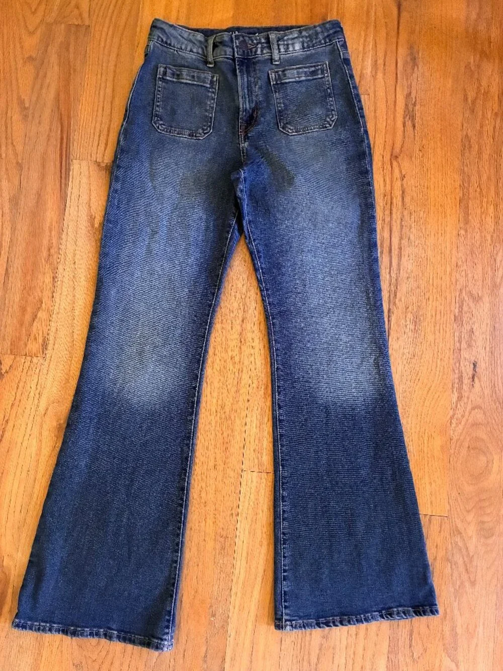 Gap Kids Girls 70s Flare High Rise Patch Pocket Jeans Size 14